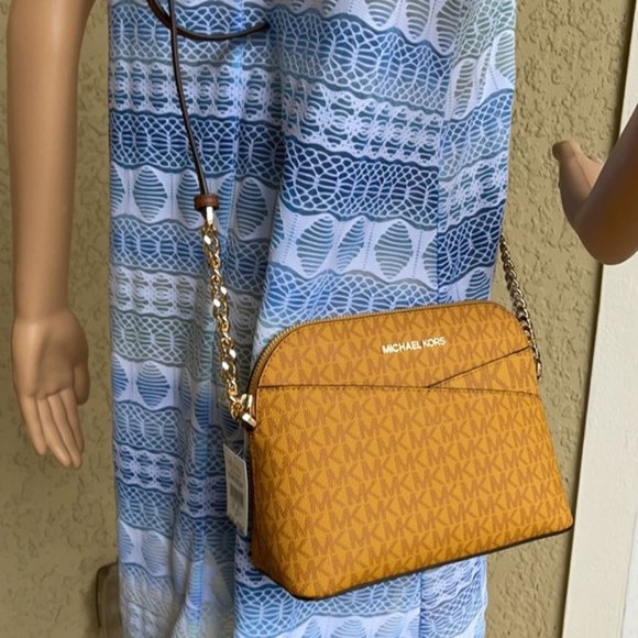 Michael Kors Jet Set Travel Medium Dome Crossbody Bag Marigold Multi - Picture 10 of 15